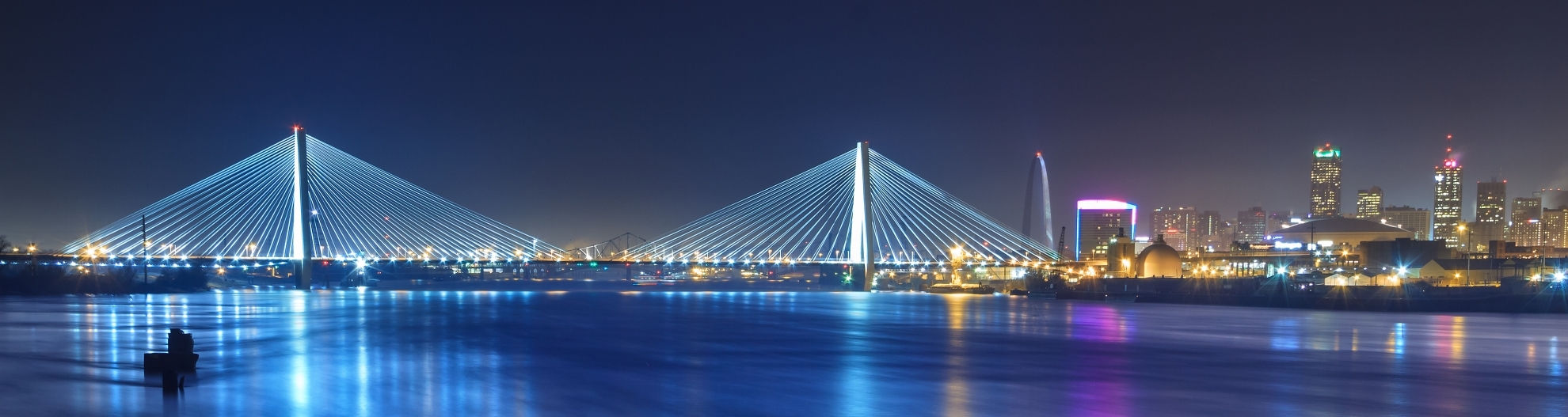 Stan Musial Bridge at night - St. Louis, Missouri